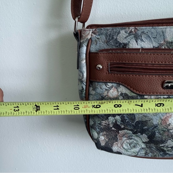 Rosetti Vintage Style Floral Crossbody Bag with Brown Trim & Multi-Pockets - Picture 10 of 11